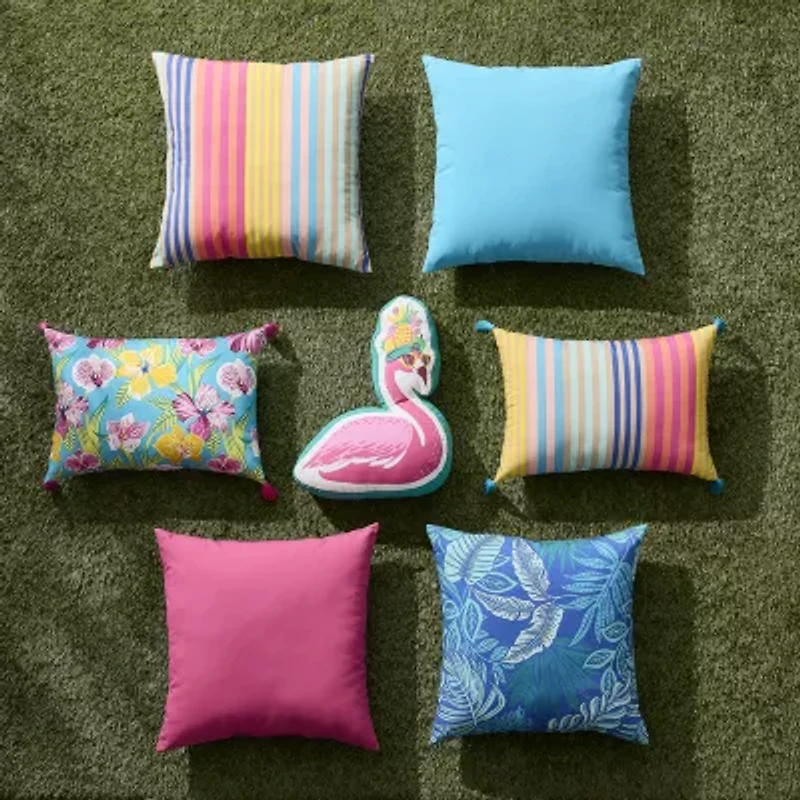 Outdoor Oasis 20"X 20" Stripe Print Square Throw Pillow