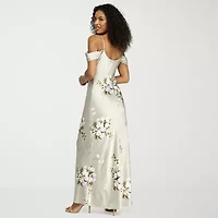 Premier Amour Womens Short Sleeve Floral Fitted Gown