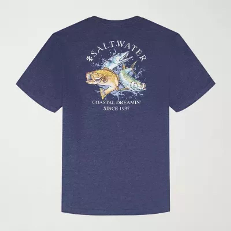 IZOD Saltwater Soft Wash Mens Crew Neck Short Sleeve Classic Fit Graphic T-Shirt