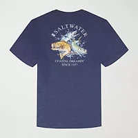 IZOD Saltwater Soft Wash Mens Crew Neck Short Sleeve Classic Fit Graphic T-Shirt