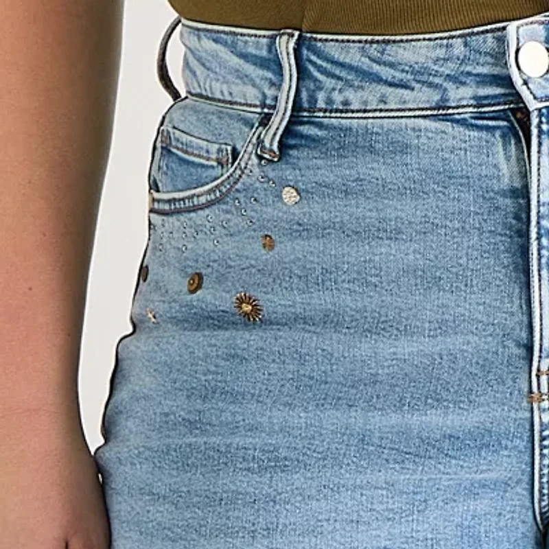 a.n.a Embellished Womens High Rise Plus Denim Short