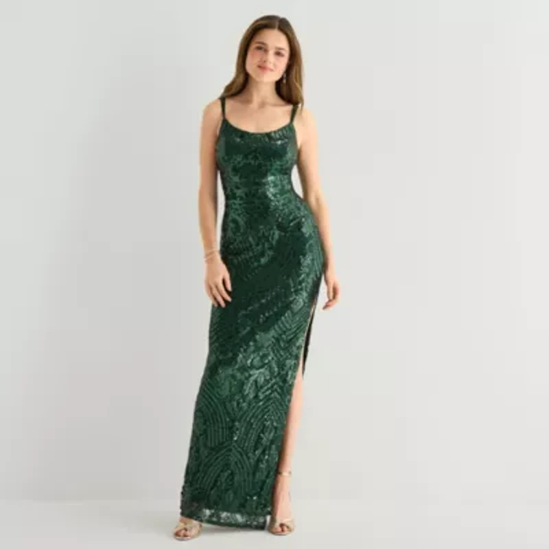 Emerald Sundae Womens Juniors Sleeveless Sequin Bodycon Dress