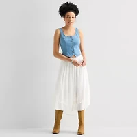 Arizona Womens Juniors Square Neck Sleeveless Vest