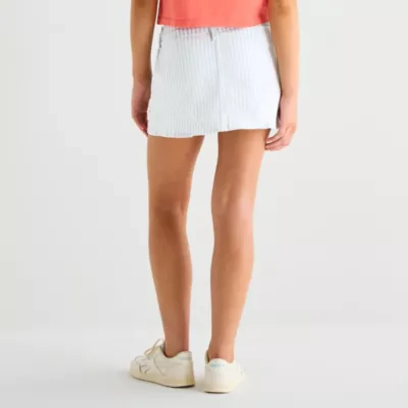 Arizona Striped Womens Juniors Low Rise Stretch Fabric Denim Skirt
