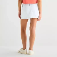 Arizona Striped Womens Juniors Low Rise Stretch Fabric Denim Skirt