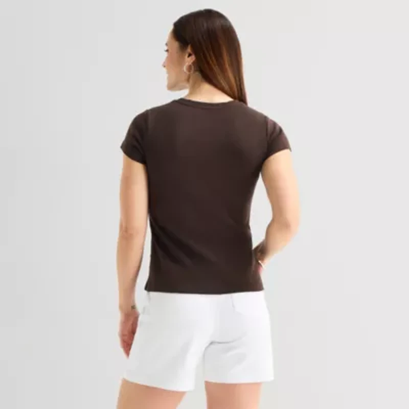 Liz Claiborne Womens Crew Neck Short Sleeve T-Shirt