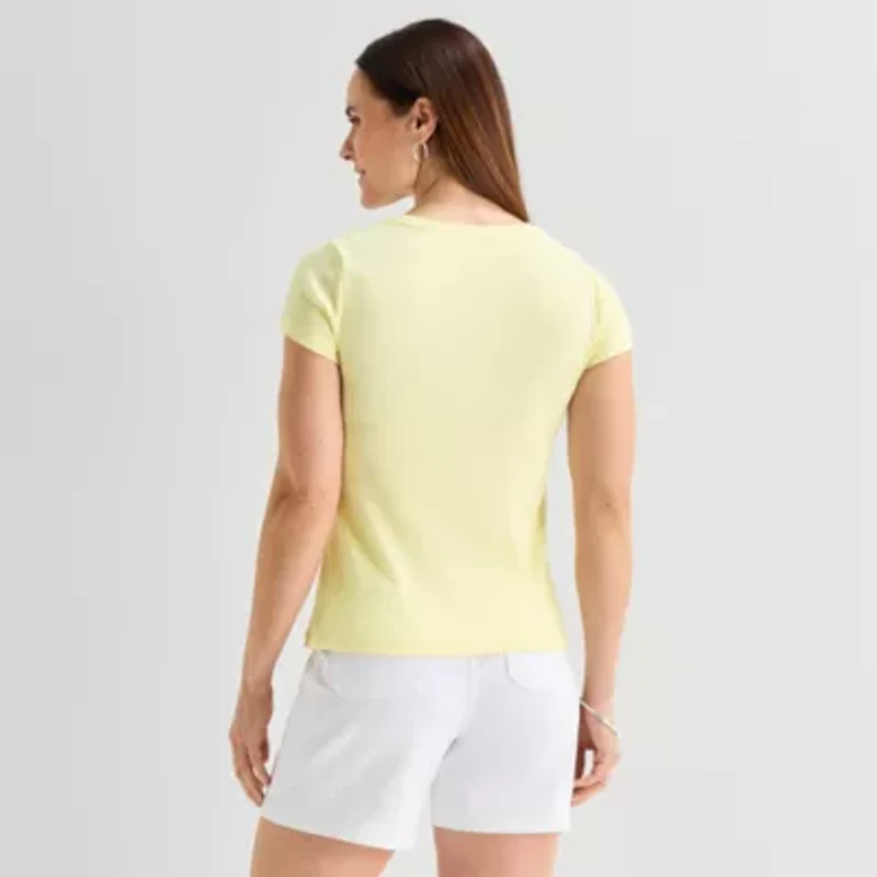 Liz Claiborne Womens Crew Neck Short Sleeve T-Shirt