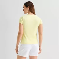 Liz Claiborne Womens Crew Neck Short Sleeve T-Shirt