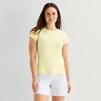 Liz Claiborne Womens Crew Neck Short Sleeve T-Shirt