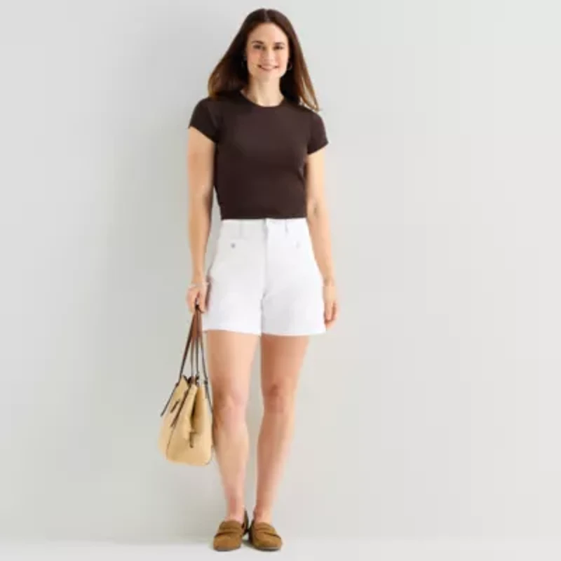 Liz Claiborne Womens Crew Neck Short Sleeve T-Shirt