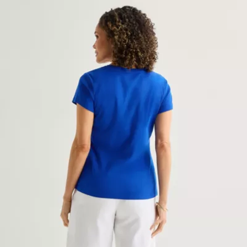 Liz Claiborne Womens V Neck Short Sleeve T-Shirt