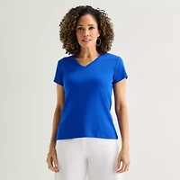 Liz Claiborne Womens V Neck Short Sleeve T-Shirt