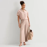 Worthington Womens Dolman Short Sleeve Regular Fit Button-Down Shirt