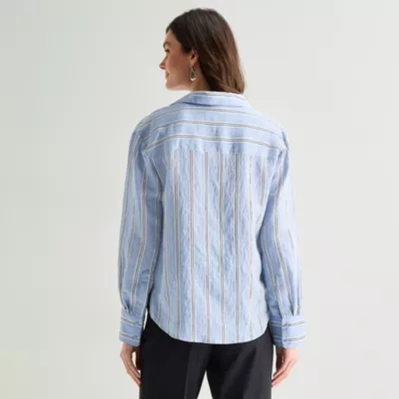 Worthington Womens Long Sleeve Blouse