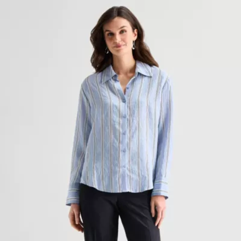 Worthington Womens Long Sleeve Blouse
