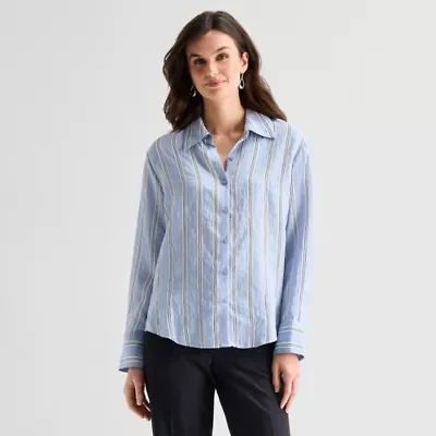 Worthington Womens Long Sleeve Blouse