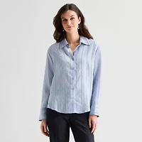 Worthington Womens Long Sleeve Blouse