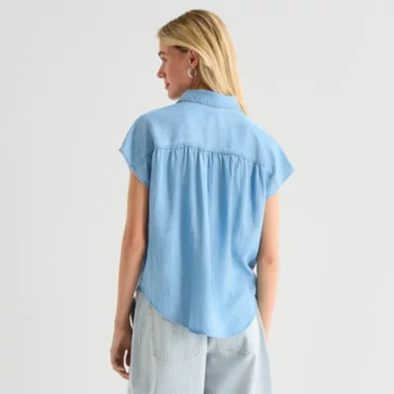 a.n.a Womens Short Sleeve Blouse