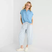 a.n.a Womens Short Sleeve Blouse