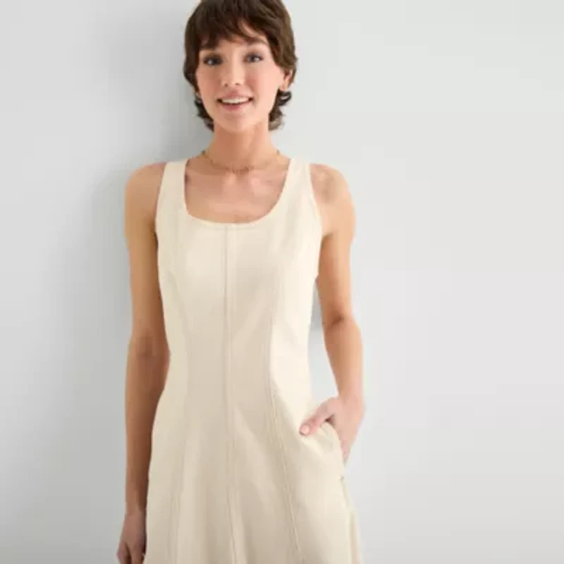 a.n.a Womens Sleeveless Midi Fit + Flare Dress