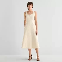 a.n.a Womens Sleeveless Midi Fit + Flare Dress