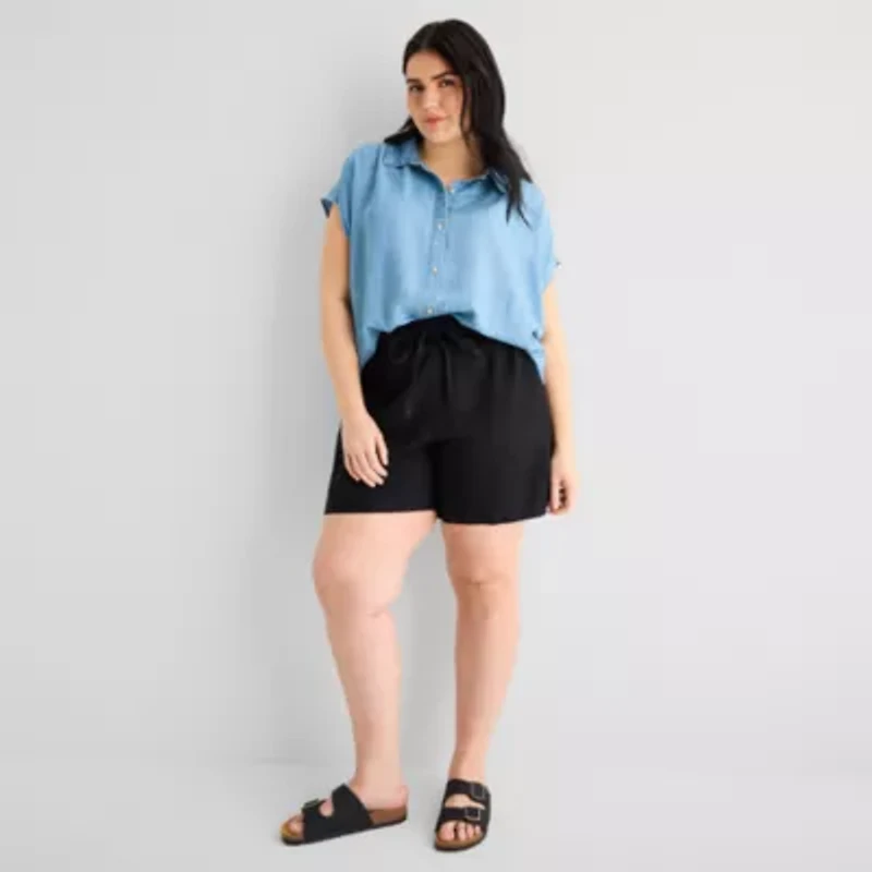 a.n.a Womens Plus Short Sleeve Blouse