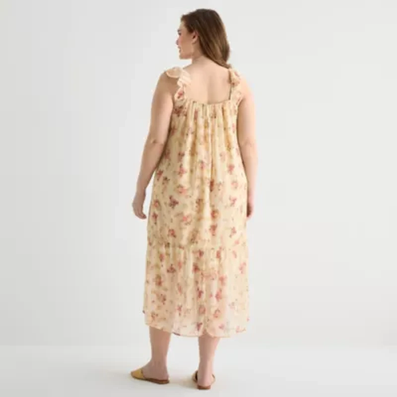 a.n.a Womens Plus Sleeveless Midi Drop Waist Dress