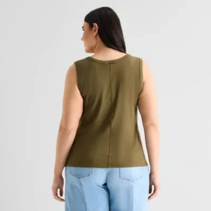 a.n.a Womens Plus V Neck Sleeveless Tank Top