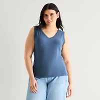 a.n.a Womens Plus V Neck Sleeveless Tank Top