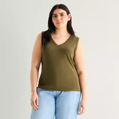 a.n.a Womens Plus V Neck Sleeveless Tank Top