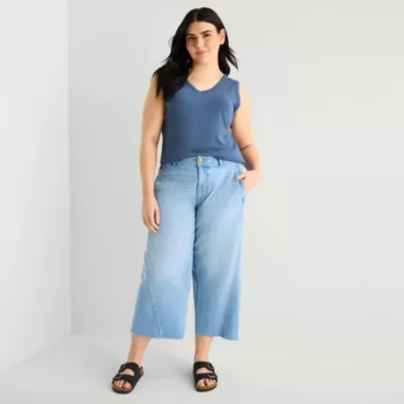 a.n.a Womens Plus V Neck Sleeveless Tank Top