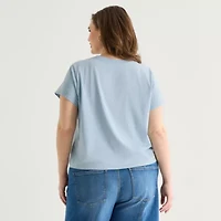 a.n.a Womens Plus Crew Neck Short Sleeve Tank Top