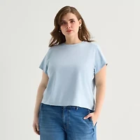 a.n.a Womens Plus Crew Neck Short Sleeve Tank Top