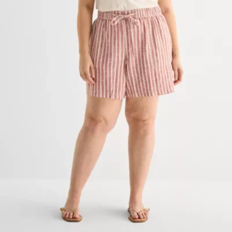 a.n.a Womens Plus High Rise 5" Pull-On Short