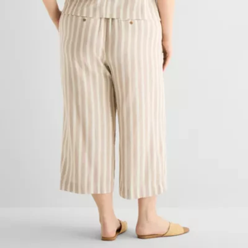 a.n.a Womens Plus Wide Leg High Rise Cropped Pant