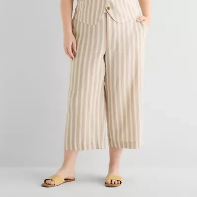 a.n.a Womens Plus Wide Leg High Rise Cropped Pant