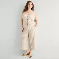 a.n.a Womens Plus Wide Leg High Rise Cropped Pant