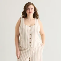 a.n.a Womens Plus Square Neck Sleeveless Vest