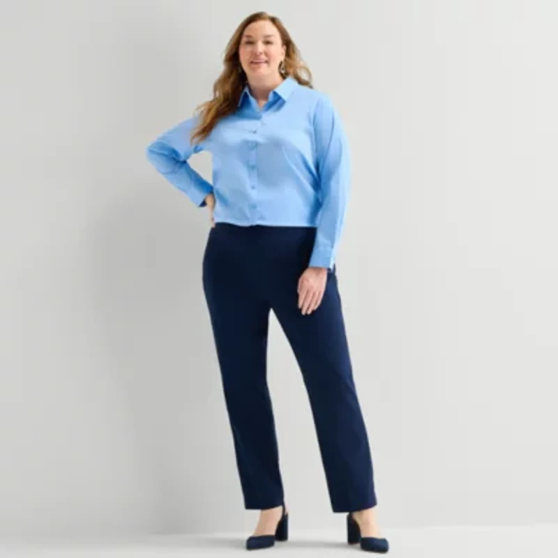 Liz Claiborne Womens Plus Long Sleeve Dress Shirt