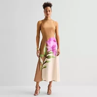 Worthington Womens Sleeveless Floral Fit + Flare Dress