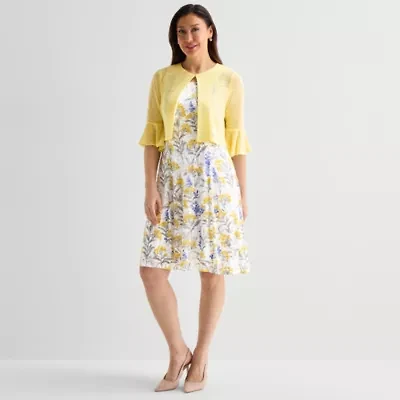 Perceptions Womens Floral Jacket Dress