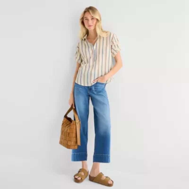 a.n.a Womens Short Sleeve Blouse