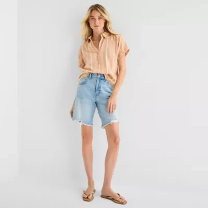 a.n.a Womens Short Sleeve Blouse