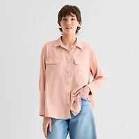 a.n.a Womens Long Sleeve Regular Fit Button-Down Shirt