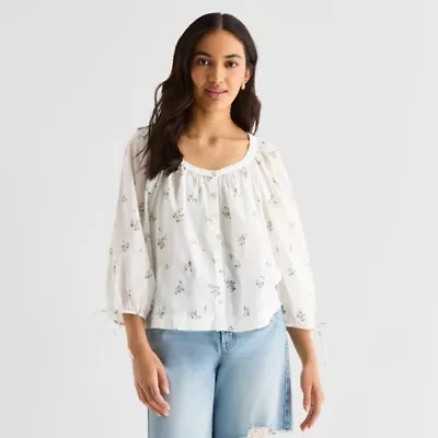 a.n.a Womens Boat Neck 3/4 Sleeve Blouse