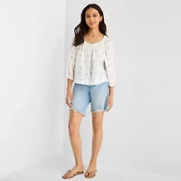 a.n.a Womens Boat Neck 3/4 Sleeve Blouse