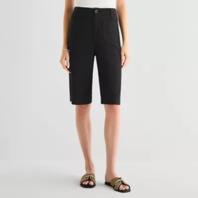 a.n.a Womens Linen Blend Patch Pocket Cropped Pant