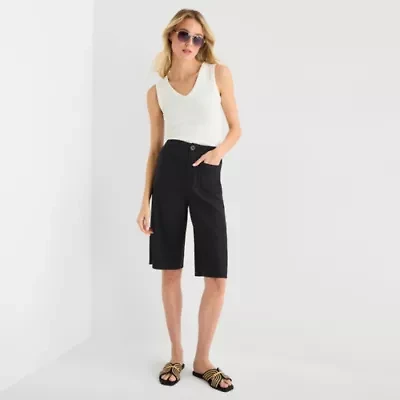 a.n.a Womens Linen Blend Patch Pocket Cropped Pant