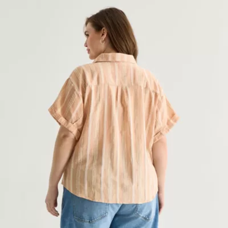 a.n.a Womens Plus Short Sleeve Blouse