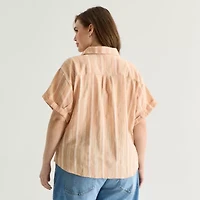 a.n.a Womens Plus Short Sleeve Blouse